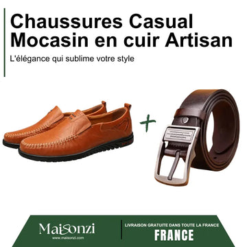 Chaussure Mocassin en cuir Artisan – Offert de ceinture en cuir